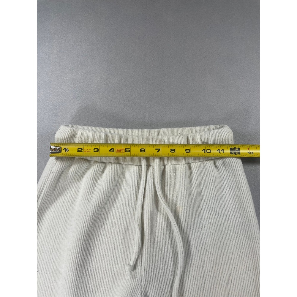 GB Women Off White Ribbed Knit Wide Leg Drawstring Lounge Pants XS - Picture 6 of 8